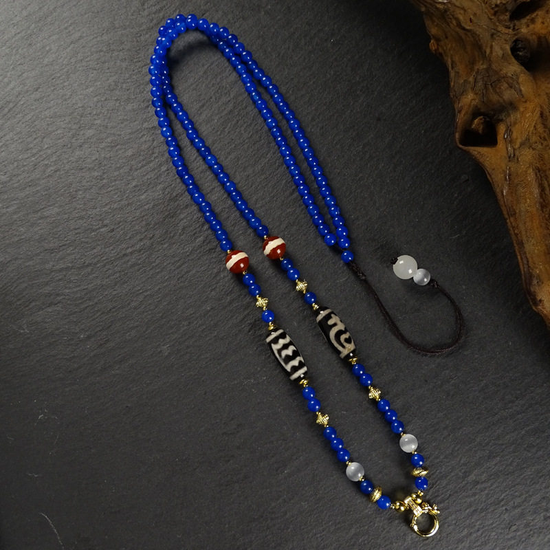 圣饰奇缘西藏药师大鹏鸟宝瓶天珠蓝玛瑙可调节万能项链33cm左右