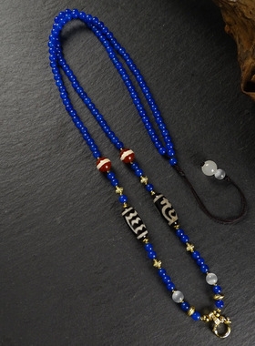 圣饰奇缘西藏药师大鹏鸟宝瓶天珠蓝玛瑙可调节万能项链33cm左右