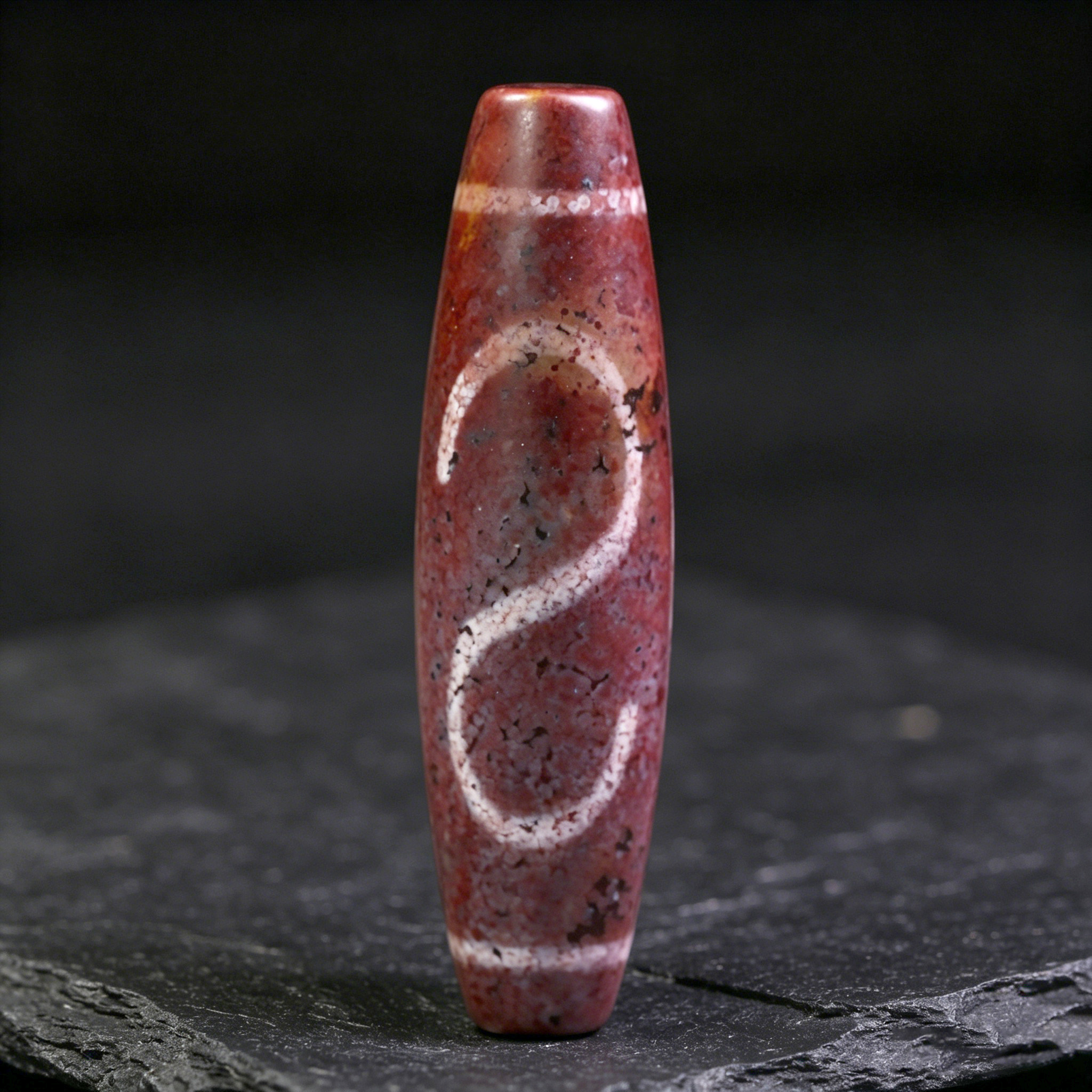 天珠天然西藏真品老矿原石玛瑙S金钱勾天珠吊坠项链手串13*50mm