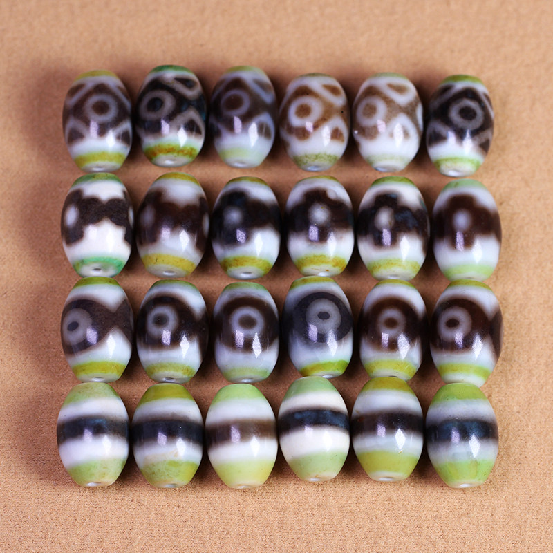 圣饰奇缘 天然真品西藏庙供院供老矿玛瑙青稞供虎牙天珠12*17左右