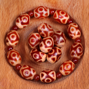 圣饰奇缘 13mm左右 西藏天然玛瑙红肉金刚三眼天珠手串配珠配饰15