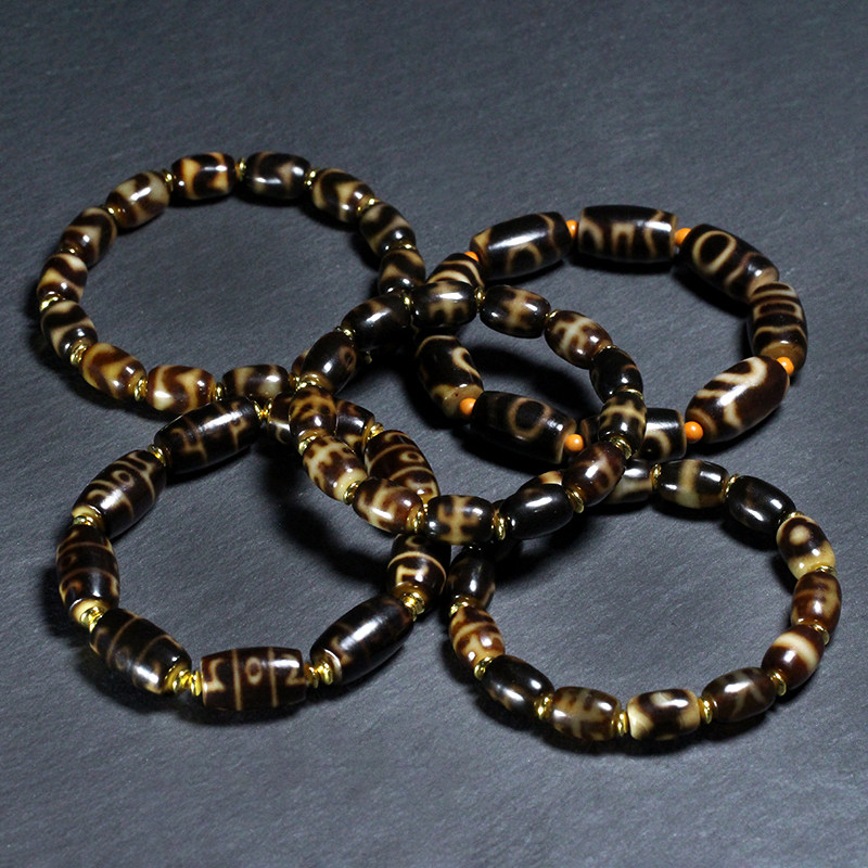 圣饰奇缘 天然真品西藏庙供院供老矿玛瑙 黑金虎牙天珠手串男女款