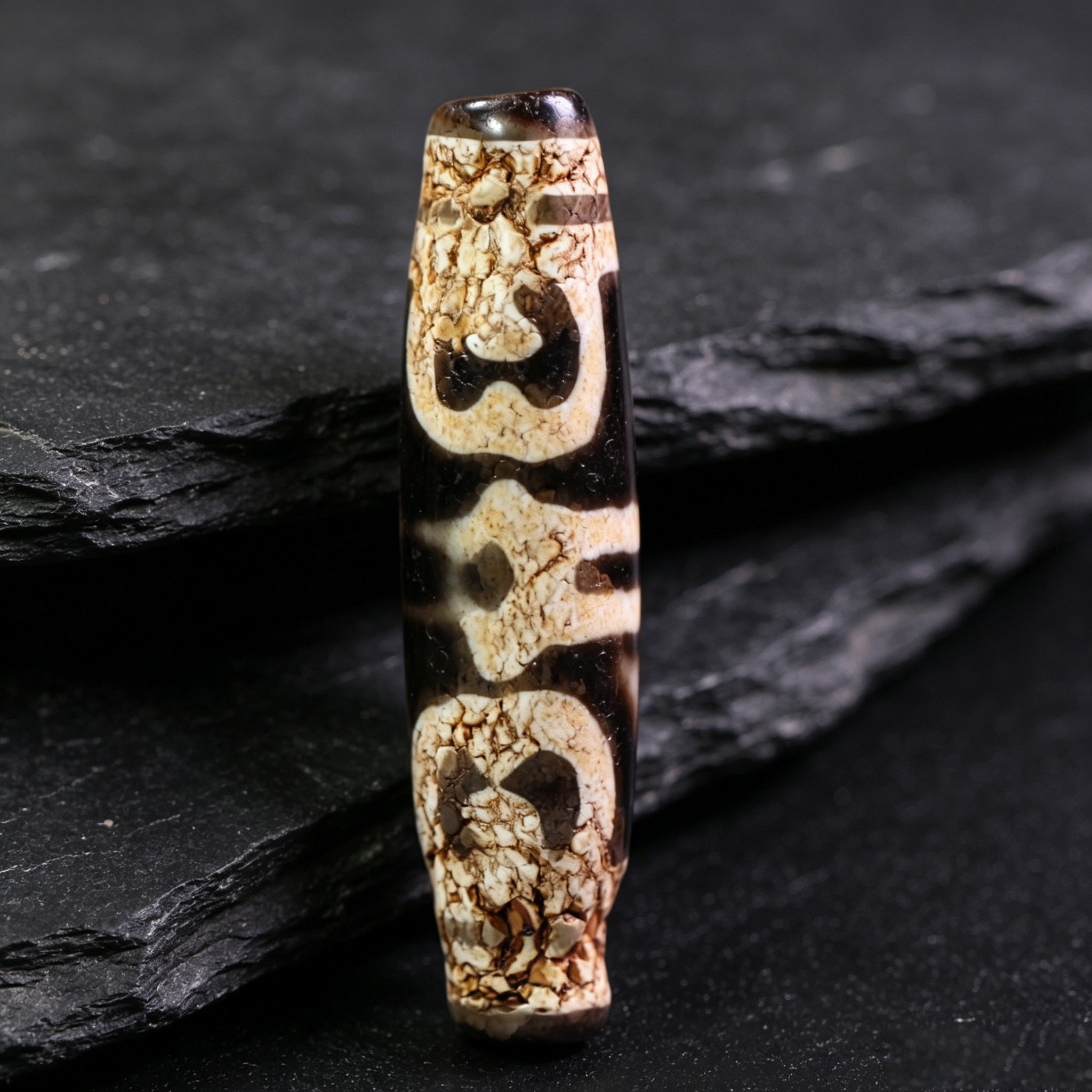 天珠天然西藏真品老矿原石玛瑙地埋莲师法帽天珠吊坠项链14*57mm