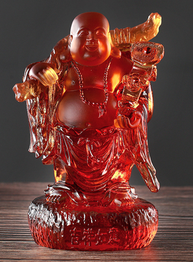 古法琉璃弥勒佛像摆件工艺礼品