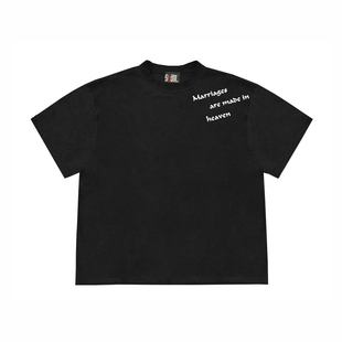 设计感小众上衣 t恤女新款 28blocks潮牌美式 英文天作之合印花短袖