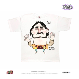 T恤男女宽松百搭纯棉上衣情侣装 摆烂 街头短袖 美式 buff大叔摊手