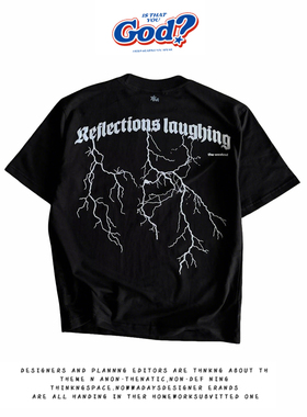 28blocks 260克重磅纯棉! 闪电劈开~美式复古阿美咔叽短袖T恤男女