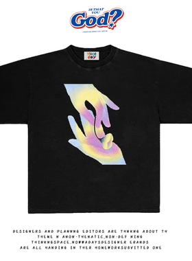 造物GOODGOD 2025夏季新款指间的接触小众设计感印花宽松短袖T恤