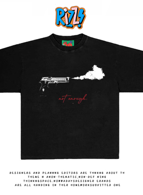 造物GOODGOD 手枪火焰美式复古2025小众ins风vintage重磅短袖T恤