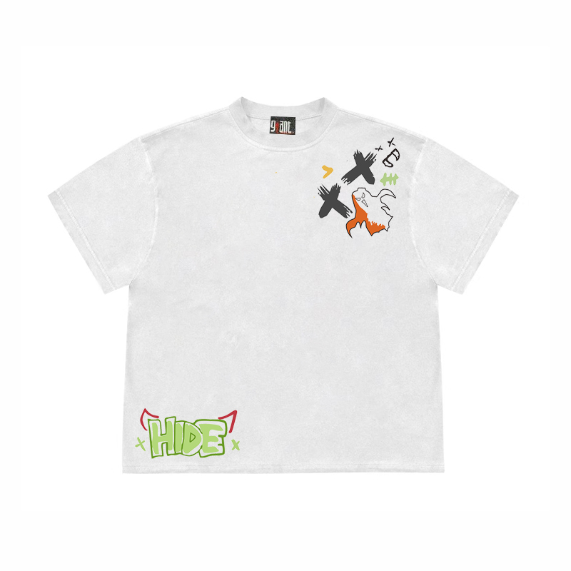 美式潮牌白色短袖t恤男女