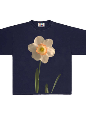 造物GOODGOD 艺术家创意花朵印花男女情侣装短袖T恤宽松休闲半袖