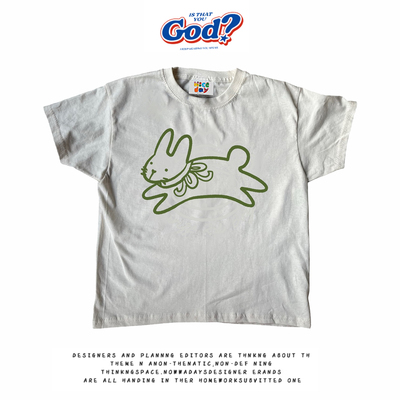 28blocks 260克重磅纯棉! 线条小兔~美式复古阿美咔叽短袖T恤男女