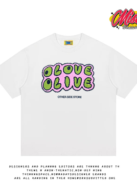 造物GOODGOD 绿色字母小众设计感印花夏季百搭宽松短袖T恤情侣款