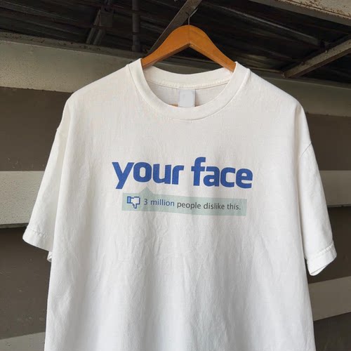 美式小众原创重磅纯棉高克重不透肉~your face古着感恶搞标语T恤