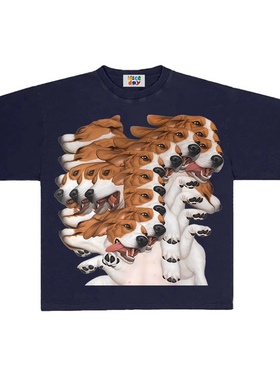 造物GOODGOD 复制小狗潮流小众印花短袖t恤学院风设计百搭半袖tee