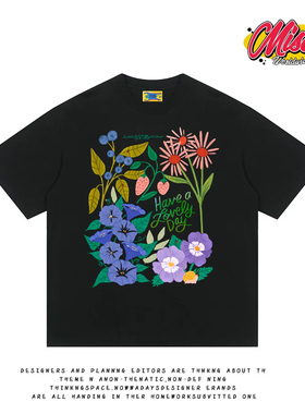 造物GOODGOD 2025夏季新款喇叭花朵小众设计印花宽松百搭短袖T恤