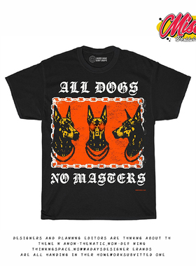 造物GOODGOD 2025夏季新款三只恶犬小众设计印花宽松男女短袖T恤