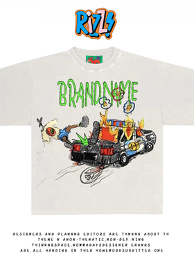 造物GOODGOD 爆炸汽车重磅纯棉夏季2025新款爆款美式宽松短袖T恤