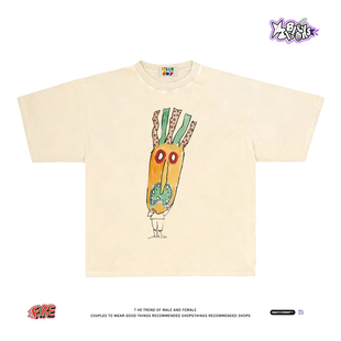 T恤宽松oversize 小众原创260克重磅纯棉短袖 章鱼头丑萌怪脸 美式