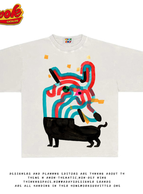 造物GOODGOD 画笔小狗趣味涂鸦2025夏季新款圆领短袖T恤休闲上衣