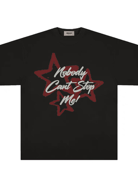 造物GOODGOD黑色短袖t恤女字印花美式复古夏季潮牌设计感小众上衣