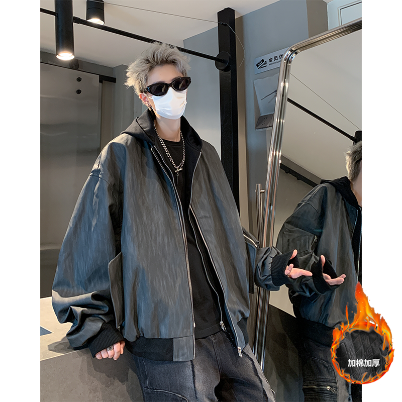 冬季短款假两件棉服外套XZ618-JK165棉衣-P120控168,男装棉衣,星座618