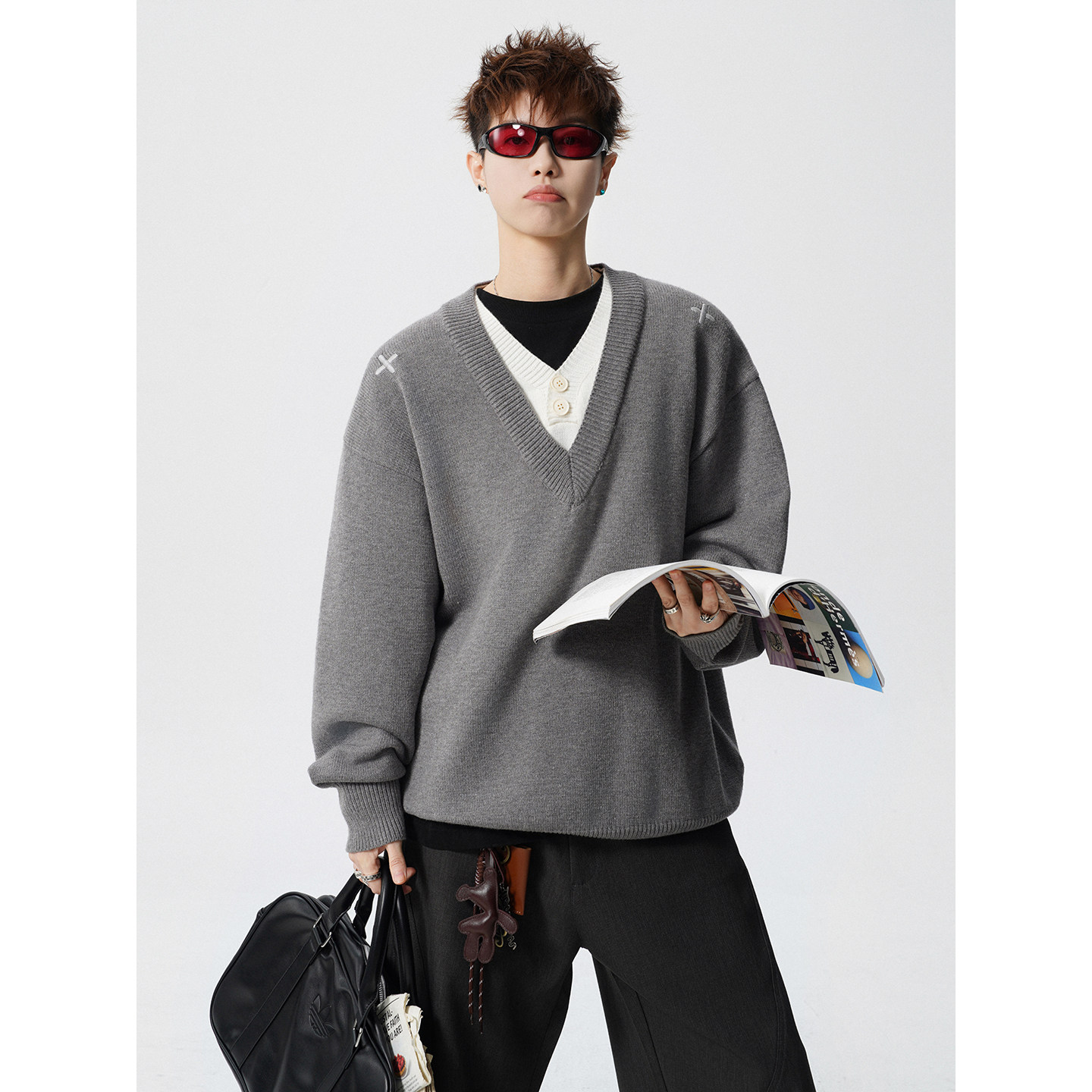 秋冬刺绣假两件毛衣618-MM912-P60控108LK，男装针织衫/毛衣，星座618