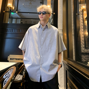 夏季条纹衬衫短袖T恤618-CS64-P40控58图片