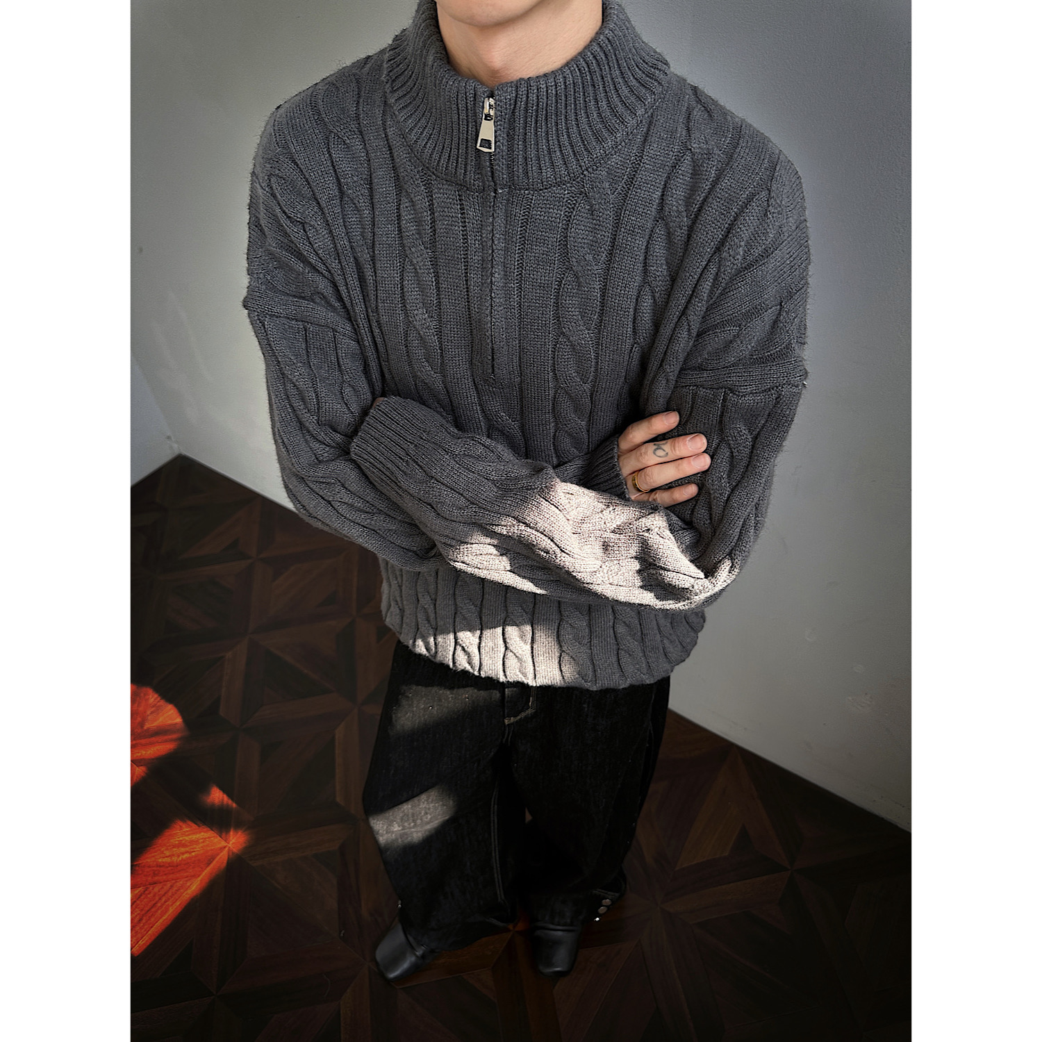 现货麻花半拉链毛衣外套618-MM788-P60控108，男装针织衫/毛衣，星座618