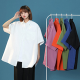 凯旋中性风夏款宽松6色纯色短袖翻领衬衫t桖618-CS90-P30控48，男装T恤，星座618