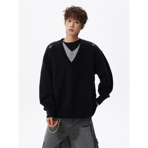 毛衣针织假两件刺绣毛衣衫618-MM912-P60控108，男装针织衫/毛衣，星座618