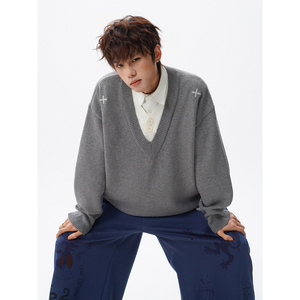 毛衣针织假两件刺绣毛衣衫618-MM912-P60控108，男装针织衫/毛衣，星座618