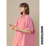 凯旋中性风夏款宽松6色纯色短袖翻领衬衫t桖618-CS90-P30控48，男装T恤，星座618