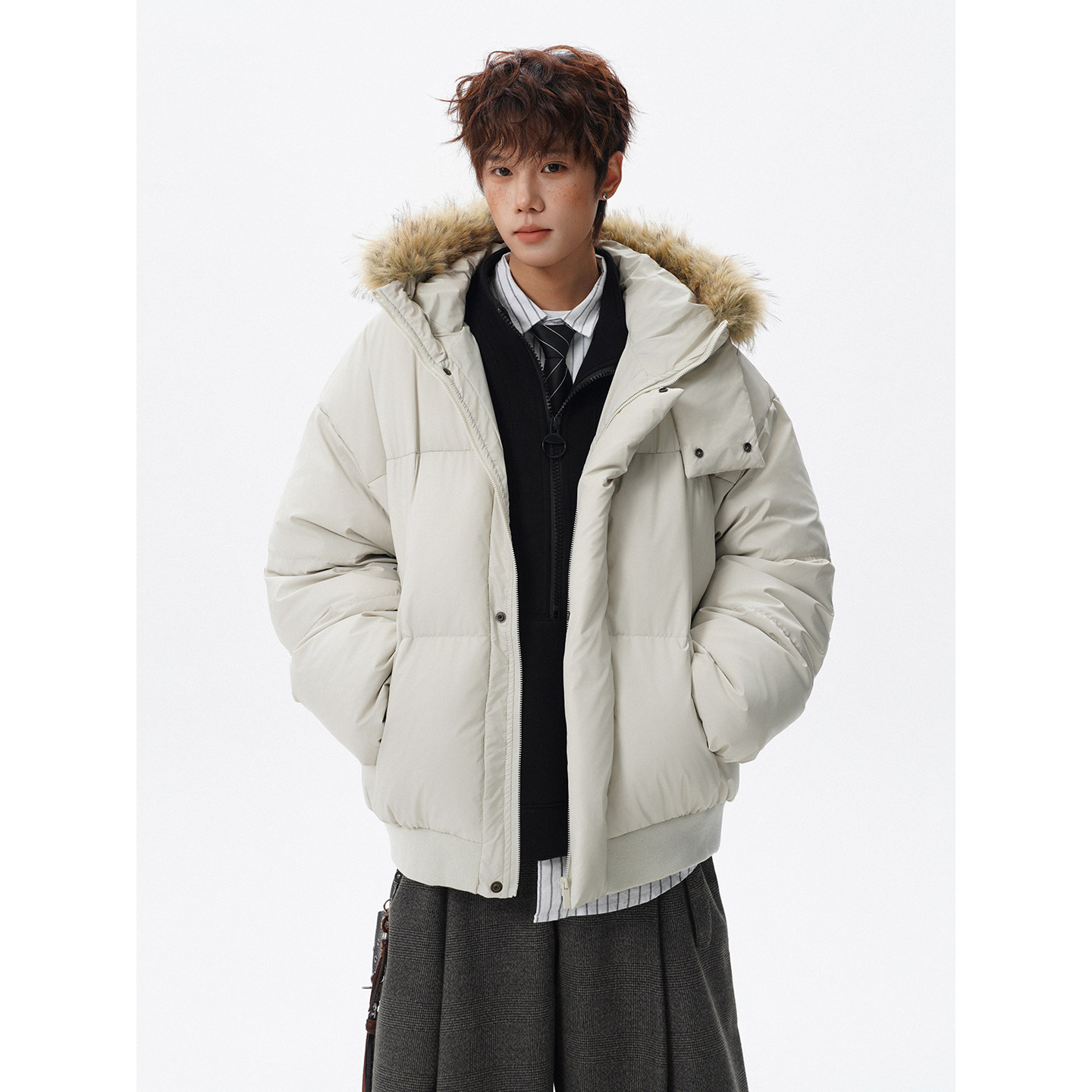 90白鸭绒毛领羽绒服外套618-YR05-P245控388LK，男装羽绒服，星座618