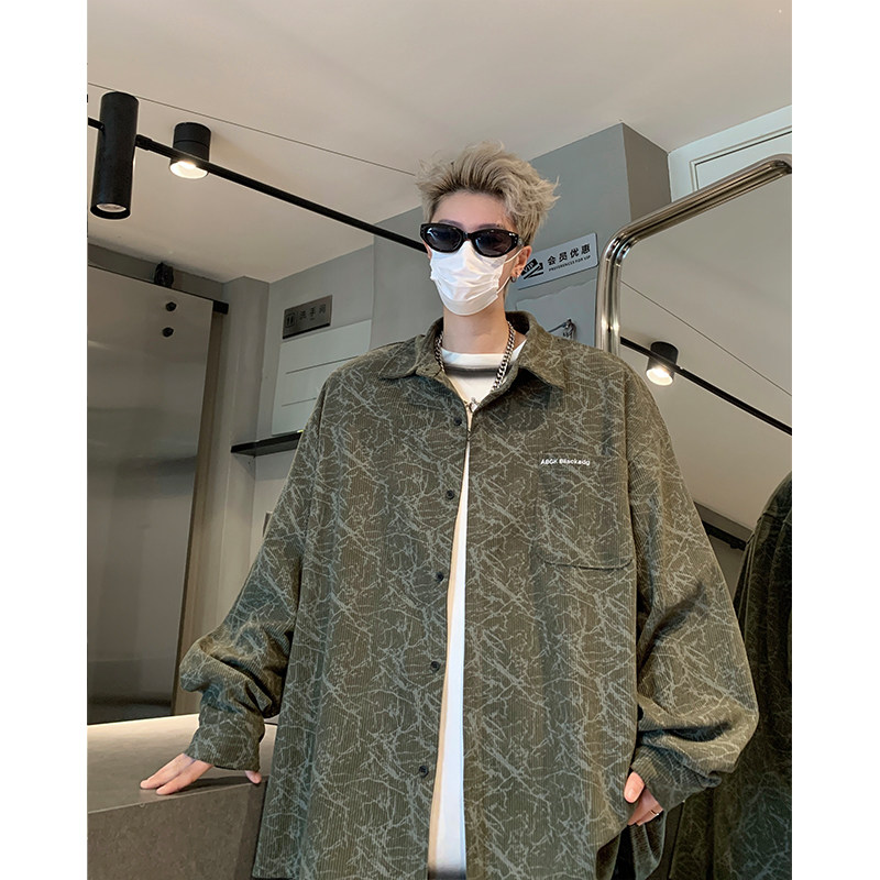 春秋季扎染灯芯绒衬衫外套618-CS337-P55控78,男装衬衫,星座618