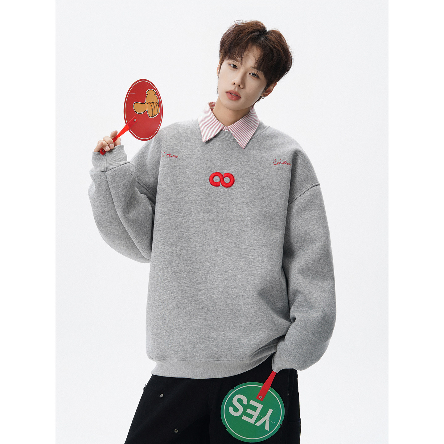 秋冬新款圆领刺绣加绒卫衣618-V29-P50控88，男装卫衣，星座618