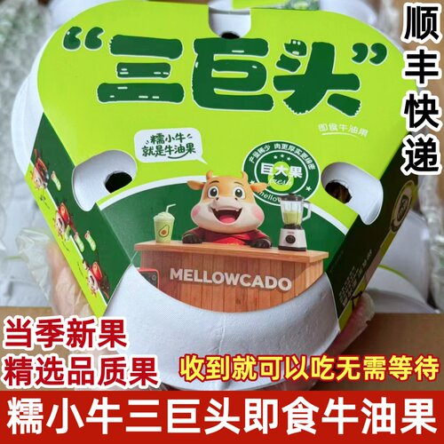 糯小牛三巨头即食牛油果鳄梨新鲜水果当季时令鳄梨3个大果顺丰
