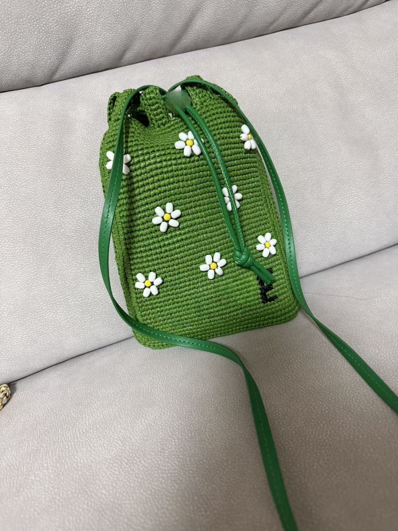 新款草编手机包手工编织DIY材料包牛皮配件可斜挎