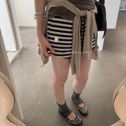 AK skylan 夏季韩系慵懒风日常休闲短裤女松紧腰抽绳三分裤60832