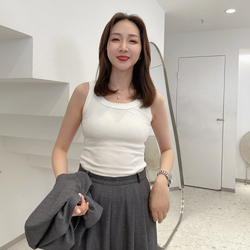 防走光背心圆领螺纹夏季