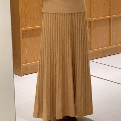 ens sunshine-织大摆压褶百搭松紧腰半身裙（含6羊毛）3602半身裙