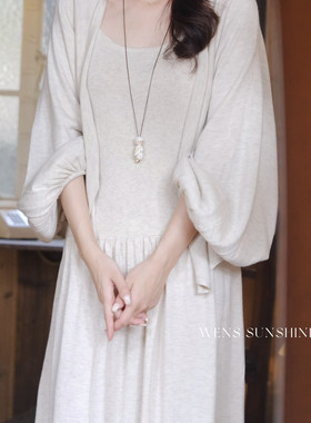 wens sunshine-26秋冬新款松弛日常款不规则开襟毛衣女
