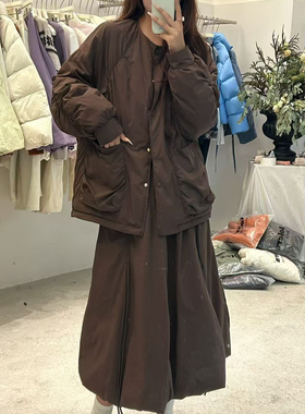 MEIZI-️冬季新款抽皱松紧褶设计减龄风格卷保暖羽绒服外套女