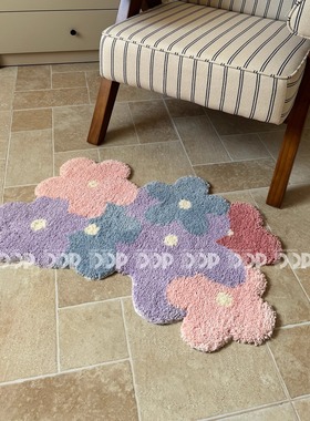 DDP原创紫色浪漫无尽夏绣球花韩式家用卧室艺术簇绒地毯