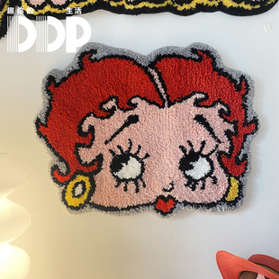 DDP自制美式 复古贝蒂小姐家用卧室少女ins地毯手工浴室可机洗簇绒