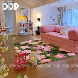 DDP原创手工立体桃花家用卧室艺术地毯簇绒客厅衣帽间卧室防滑