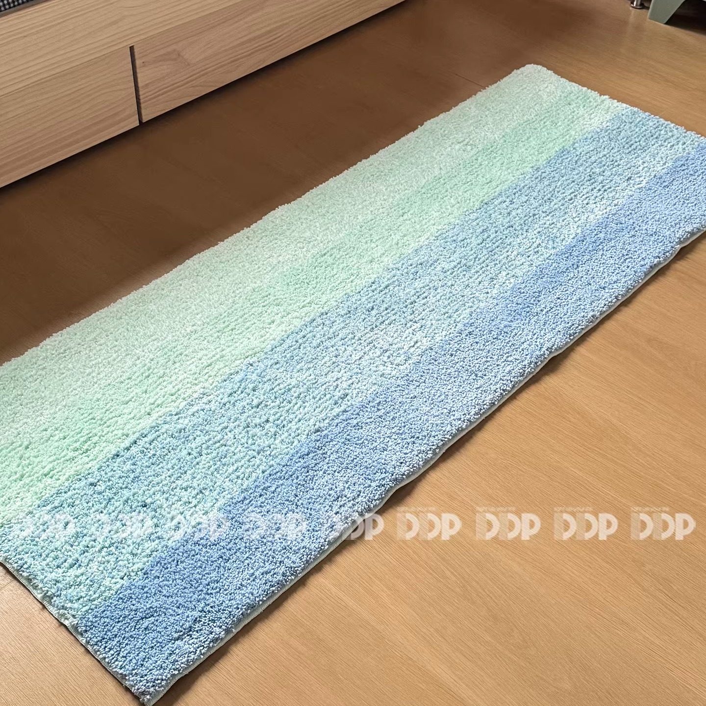 手工重工渐变海岛蓝簇绒地毯家用