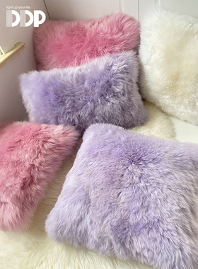 DDP手工羊毛轻奢粉紫色两用抱枕靠垫坐垫卧室客厅车载办公室宠物