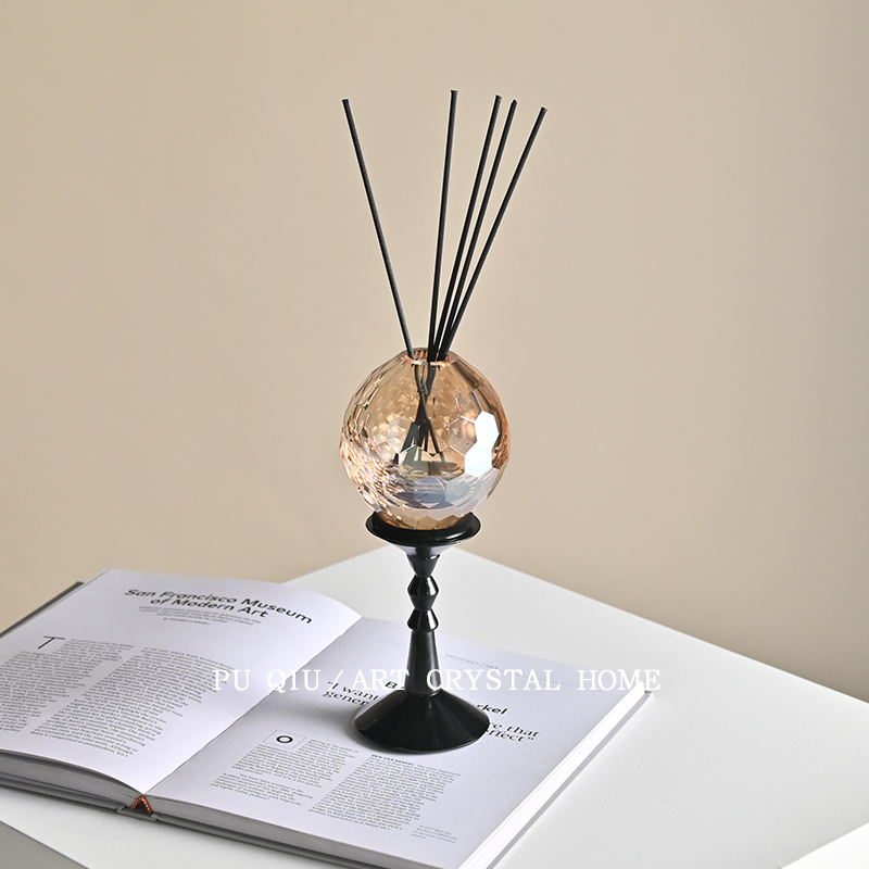 边柜装饰轻奢水晶香槟色香薰摆件
