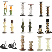 法式 琉璃烛台高级感小众浪漫中古摆件艺术玻璃烛台边几柜软装 饰品